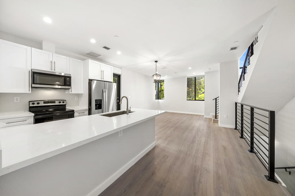 Modern kitchen with quartz countertops